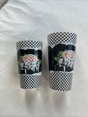 Set of 2 No Doubt at the Sphere Checkered Black & White Cups